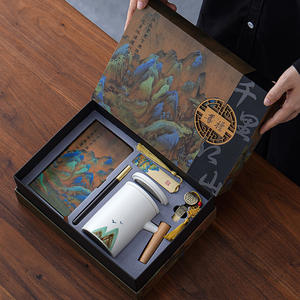 Juego de regalo de negocios de la empresa Qianli Jiangshan cuaderno taza de oficina taza de té de cerámica regalo Oficina De empresa REUNIÓN ANUAL - Product Image 2