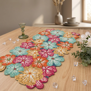 Camino de Mesa Bordado Floral de Algodón, Decoración Bohemia para el Hogar, Lavable - Product Image 2