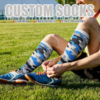 Chaussettes de football montantes personnalisées pour jeunes, motif camouflage, confortables, respirantes, antidérapantes, faible MOQ, logo OEM, pour équipes sportives