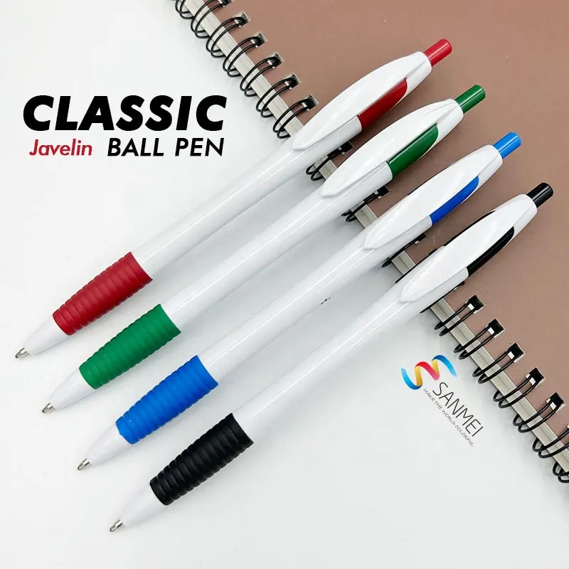 Promotional Ball Point Pen Custom Logo Dart Pen Rubber Grip Javelin Pen