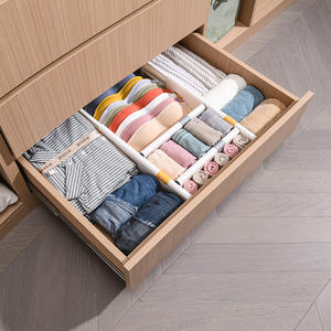 Séparateurs <span class=keywords><strong>de</strong></span> tiroir extensibles et ajustables en plastique blanc pour vêtements, sous-vêtements et cuisine - Product Image 2