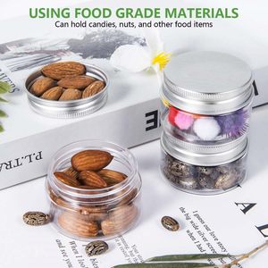 Contenants cosmétiques vides en gros, pots en plastique transparent à large ouverture de 4 à 16 oz avec couvercles à vis (aluminium doré/argenté) pour les soins de la peau - Product Image 6