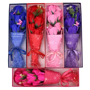 中国热销奢华玫瑰盒结婚礼品套装人造皂促销礼品套装情人节办公礼品盒套装