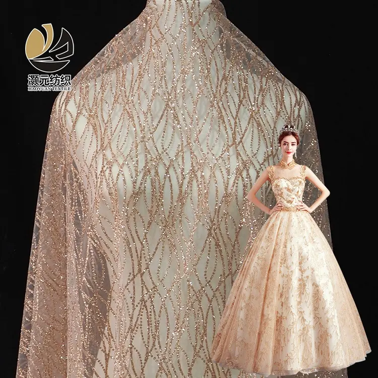 レディグッズシャンパンベールウェディングドレス新しい美しいスパンコール光沢のあるグリッターチュール