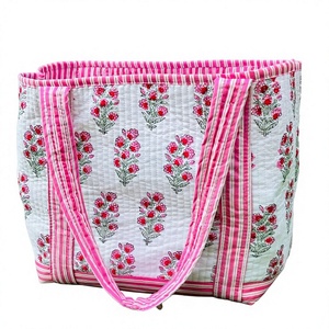 Bolsa de Lona Acolchada de Algodón Vintage, Grande, Ecológica, Reutilizable, Estilo Boho, para Mujer, para Viajes de Verano, Visitas al Hospital, Playa - Product Image 1