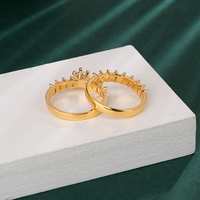 Vente en gros de bagues en cuivre de mode avec zircon AAA, ensemble de bijoux en deux pièces, bagues de mariage en or 18 carats pour femmes