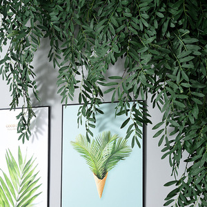 Olive <b>Leaf</b> <b>Wall</b> Hanging 1.2M Green Silk Artificial Plant Outdoor <b>Decor</b> - Product Image 1