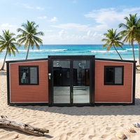 Kabin Prefabrikasi Sayap Ganda Anti Karat Tahan Cuaca untuk Penggunaan Homestay Liburan Pemandangan Pantai