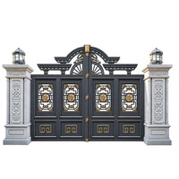 Portail battant double coulissant de style européen en aluminium thermolaqué, durable, pour villa, entrée principale, garantie 5 ans