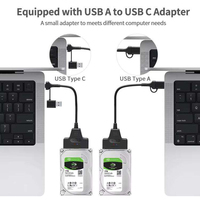 Adaptor Daya DC Sata ke USB C 3.1 Baru, Adaptor Hard Disk USB 3.0 ke Sata, Kompatibel dengan Hard Drive 2.5-Inci dan 3.5-Inci