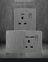 Interrupteurs muraux modernes à un pôle pour PC, panneau de prise double 250V 2A