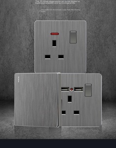 Interruptores de pared modernos de acero inoxidable con puertos USB C y USB A, 230V 16A, panel de enchufe de 2 tomas. - Product Image 6