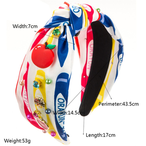 <span class=keywords><strong>Back</strong></span> to School Meninas Moda Acessórios De Cabelo Red Apple Charms School Knotted Headbands 2024 - Product Image 2