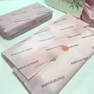 Papel rosa de Sydney, papel de regalo para ropa, fondo rosa, logotipo negro, papel de seda de impresión personalizada