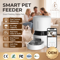 Comedero Inteligente y Elegante para Gatos de Plástico con Cámara HD, Control por WiFi a través de Aplicación, Dispensador Automático de Comida para Mascotas de 6L, Tazón de Acero Inoxidable, Temporizador, Multifuncional