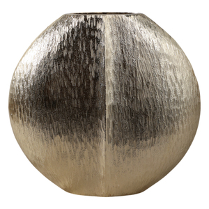 Vaso rotondo moderno in metallo con finitura in alluminio glamour per soggiorno, ufficio, centrotavola decorativo. - Product Image 1