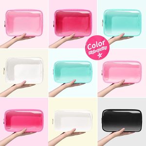 Bolsa organizadora de maquillaje de PVC transparente a la moda para mujeres y niñas, Material de PU duradero, cierre de cremallera, bolsa de cosméticos con logotipo de caramelo, monedero - Product Image 5