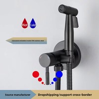 Buse de pulvérisateur de toilette Bidet en acier inoxydable brossé noir Booster de pression d'eau chaude et froide intégré dissimulé moderne pour hôtels