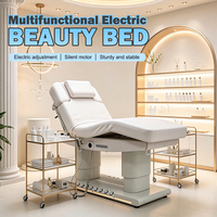 Table de massage électrique professionnelle à 4 moteurs, inclinable, chauffante, avec mousse à mémoire de forme et commande au pied pour salon de beauté