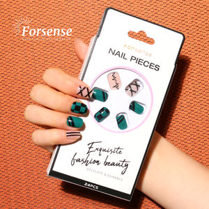 Logo personnalisé Faux <span class=keywords><strong>ongles</strong></span> abdominaux réutilisables à presser avec design court et carré Faux <span class=keywords><strong>ongles</strong></span> Pointes faciles à poser soi-même <span class=keywords><strong>Ongles</strong></span> artificiels vert foncé <span class=keywords><strong>Art</strong></span> - Product Image 3