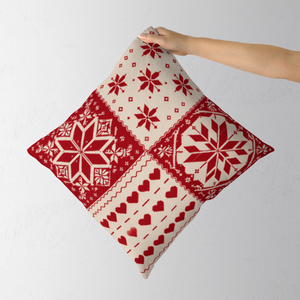 Funda de Cojín Navideña con Diseño de Copo de Nieve Nórdico, 18x18 Pulgadas, Cierre Oculto, Funda de Almohada Reversible Personalizada para Decoración del Hogar y Sala de Estar - Product Image 1