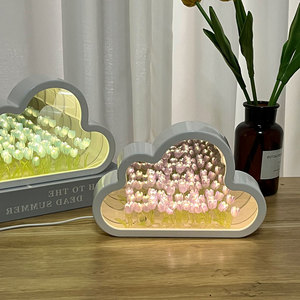 DIY <span class=keywords><strong>Tulipanes</strong></span> Lampara Flores Artificiales Luz Decoración Lámpara Decoración Dormitorio <span class=keywords><strong>Tulipanes</strong></span> Espejo Lámpara Luces de Noche - Product Image 6