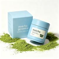 Boîte d'emballage personnalisée portable bleue hermétique avec couvercle gaufré pour 30-100g de Matcha, Hojicha, café, menthe, protéines en poudre, bougie