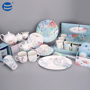 Sản Phẩm Nổi Bật Bộ Đồ Ăn Bằng Sứ Tròn 18 Món Hình Động Vật Đại Dương Kèm Hộp Màu Đóng Gói - Product Image 1