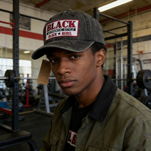 Casquette de baseball vintage en denim délavé brodée « BLACK REBEL », ajustable <span class=keywords><strong>et</strong></span> déchirée, pour le streetwear <span class=keywords><strong>et</strong></span> le quotidien - Product Image 4