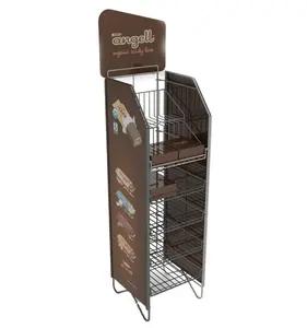 Aangepaste Verkooppunt Metalen Draad Koffie Aardappel Chip Chocolade Voedsel Brood Snoep Display Rack