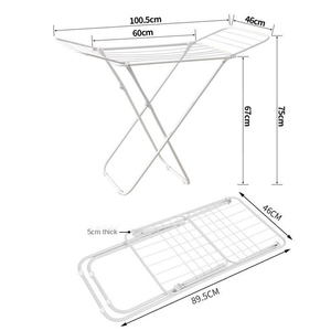 Séchoir à <span class=keywords><strong>linge</strong></span> pliable en métal de grande capacité, de forme carrée, pour hôtel, à poser au sol, pour balcon, intérieur et extérieur, sans assemblage - Product Image 6
