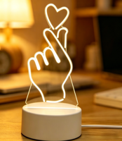Lampe de Nuit LED en Acrylique 3D Créative, Vente en Gros, Lampe de Table pour Enfants, Émission Blanc Chaud, Alimentation Prise Secteur/Piles pour Salon