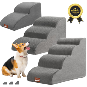 Hunde treppe mit rutsch fester Basis 2/3/4-Stufen-Haustierstufen aus weichem Schaum für Betten und Sofas, ideal für ältere oder verletzte Haustiere - Product Image 1