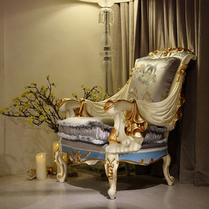Sculpture à la main en bois de luxe de meubles de salon chaise longue fauteuil - Product Image 6