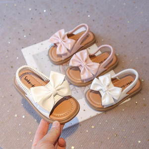 <span class=keywords><strong>Sandales</strong></span> pour fillettes 2026, <span class=keywords><strong>sandales</strong></span> de plage antidérapantes blanches et roses avec nœuds pour petites filles - Product Image 1