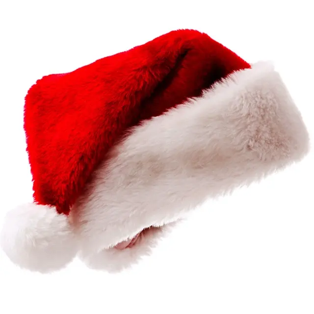 고품질 크리스마스 모자 산타 클로스 모자 따뜻한 플러시 벨벳 장식 장식 어린이 모자