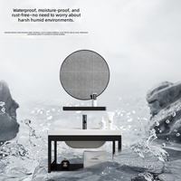 Ensemble de meuble-lavabo mural en aluminium pour petits appartements, avec vasque en céramique pour usage domestique