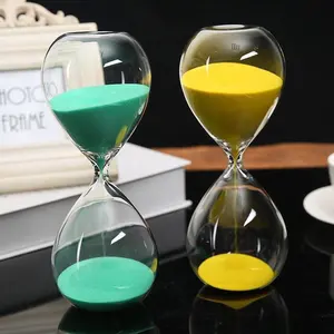 Hot sale Creative hourglass sand timer 5/10/15/30/60 minutes clear glass hourglass sand clock with wood base