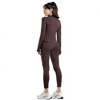 Ensemble de veste de yoga et de fitness écologique pour femmes avec tissu extensible quadridirectionnel antibactérien en spandex/polyester, 2 pièces pour l'entraînement au Pilates