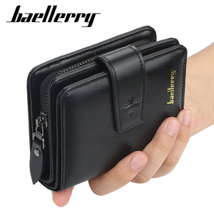 กระเป๋าสตางค์สั้นผู้ชายแบรนด์ Baellerry สีดำ กระเป๋าใส่เหรียญแบบมีซิปอเนกประสงค์ พร้อมช่องใส่บัตร ตัวล็อคแบบกดแนวตั้ง ใช้ได้ทุกวัน - Product Image 1