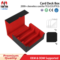 Boîte de rangement pour cartes Torson 2000+ en cuir PU à trois rangées, grande capacité, organisateur de cartes à collectionner avec séparateurs pour jeux TCG CCG