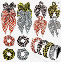 Ensemble d'accessoires pour cheveux à motifs de ballons de sport (football, baseball, basketball) : chouchous, bandeaux et pinces à cheveux pour femmes