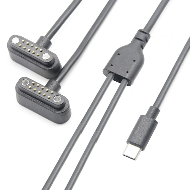 High Quality Magnetic Usb Cable USB C Male to 2 in 1 10 Pin POGO Pin Spring Loaded Fast Charging Cable
