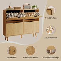 ANTBOX Meuble à chaussures moderne pliable à 10 niveaux pour hôtel, portes magnétiques transparentes et montage facile, rangement en bois empilable pour 40 paires