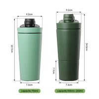 Nouvelle conception de bouteille shaker à large ouverture, écologique, 700 ml, en acier inoxydable, logo personnalisé, shaker à protéines pour la salle de sport