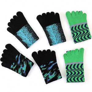 Custom Non-slip Long Yoga Socks Professional Anti-slip <b>Pilates</b> Five-finger Socks Cotton Women's Mid-calf Sports Socks - Product Image 1