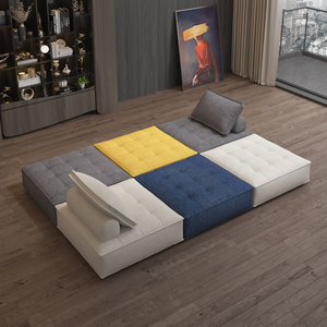 Sofá Modular de lino y algodón moderno directo de fábrica, combinación gratuita en conjunto seccional Beige claro para sala de estar, sofá Modular para llevar - Product Image 1