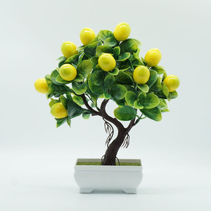 Bonsái Artificial en maceta para decoración del hogar, árboles frutales, bonsái, frutas <span class=keywords><strong>de</strong></span> plástico, plantas, setas, naranja, limón, melocotón, fresa, para boda - Product Image 4