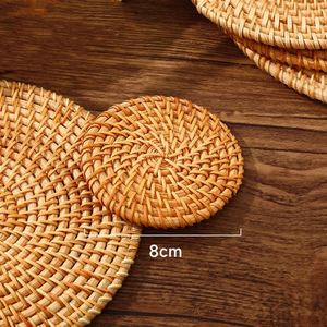 Sous-plats isolants tressés en vannerie résistants à la chaleur pour la maison, supports solides pour assiettes, tasses, théières, pots et bols - Product Image 4