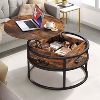 Table basse ronde moderne à plateau relevable avec rangement Tables de salon élégantes en bois pour usage domestique